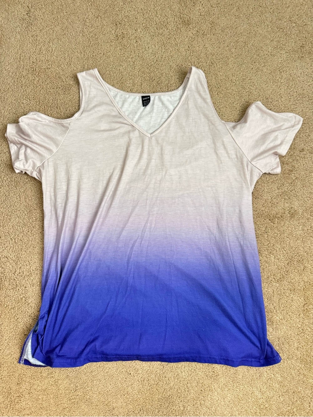 Cold Shoulder Ombre V-Neck Top